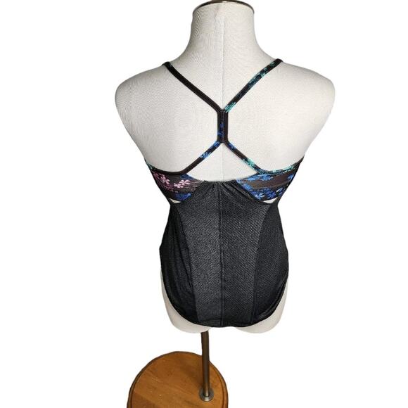 Lululemon Roll Out‎ Tank Heathered Black Petal Pop Multi Black Women's Size 4 - Picture 5 of 8